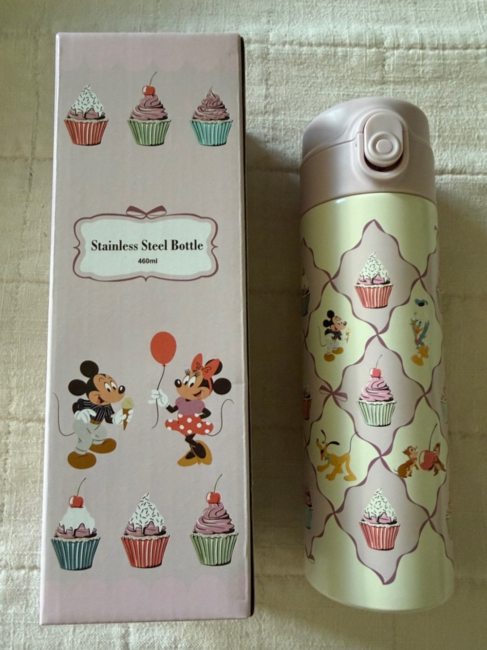 Disney Store Japan exclusive Mickey & Minnie Cupcake Stainless Steel Bottle
